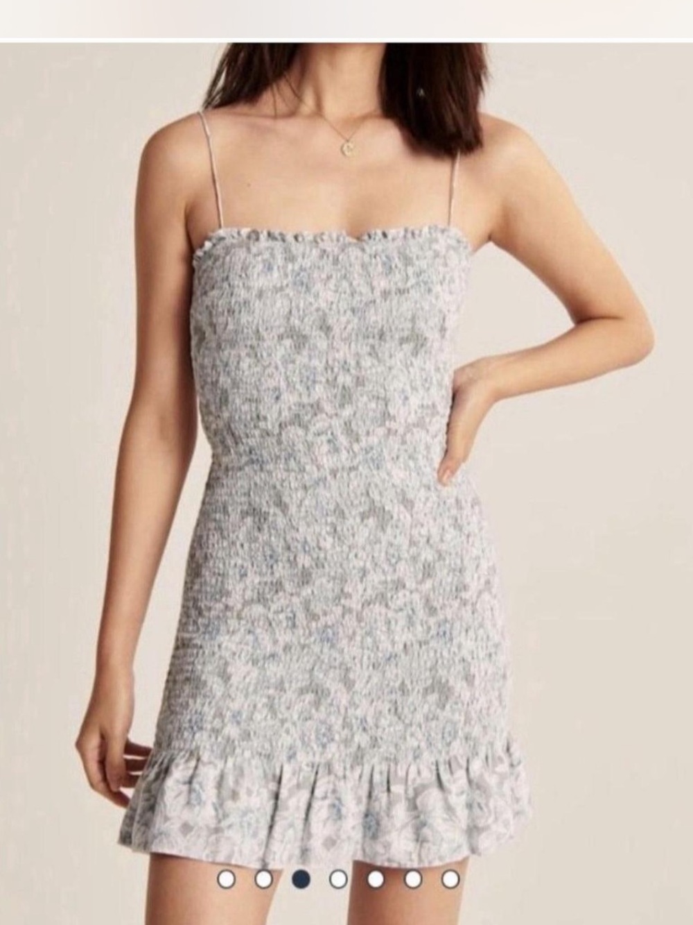 Abercrombie and Fitch smocked linen blend mini dress blue size small